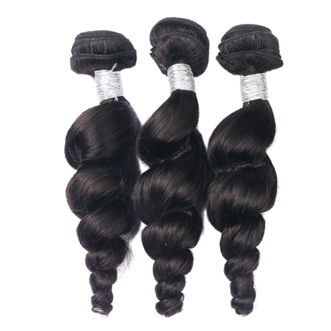 Brazilian Loose Wave Bundles 100% Human Hair Extensions - Natural Wavy Weft for Length & Volume | Perfect for Daily Styling, Weddings & Special Occasions