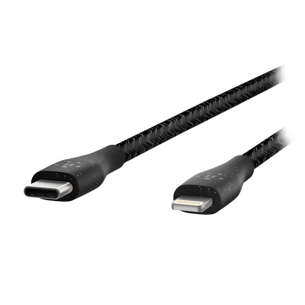 Belkin DuraTek Plus Lightning to USB C Cable 1.2m (4ft) - Fast Charging & Sync Compatible with iPhone iPad - Durable Nylon Braided Black Cable for Home Office Travel