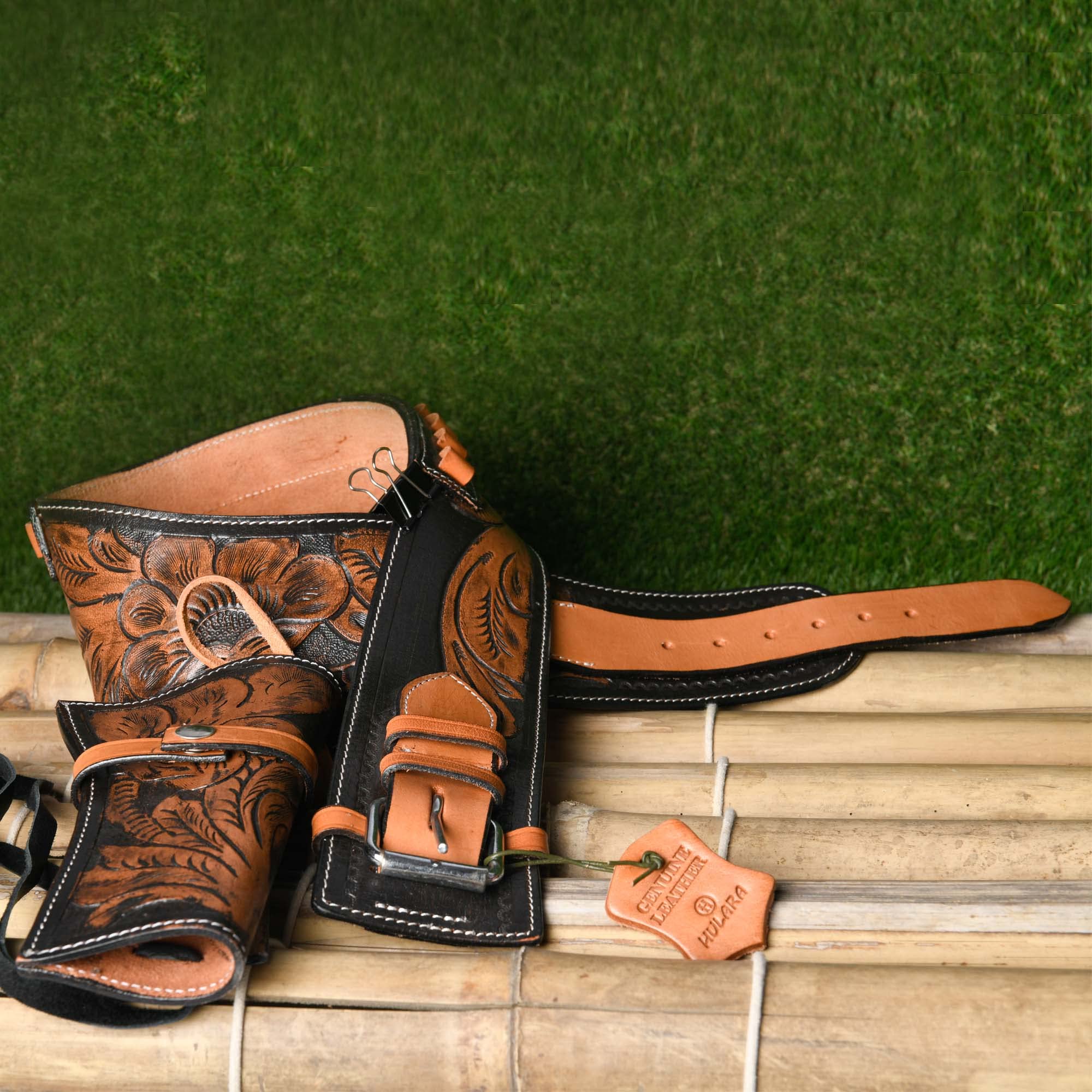 Premium Full Grain Leather Western Gun Holster Belt for .38/.357 Cal Revolver - Handcrafted Cowboy Holster & Belt Set for Men - Perfect for Cowboy Action Shooting, Reenactments & Western Wear