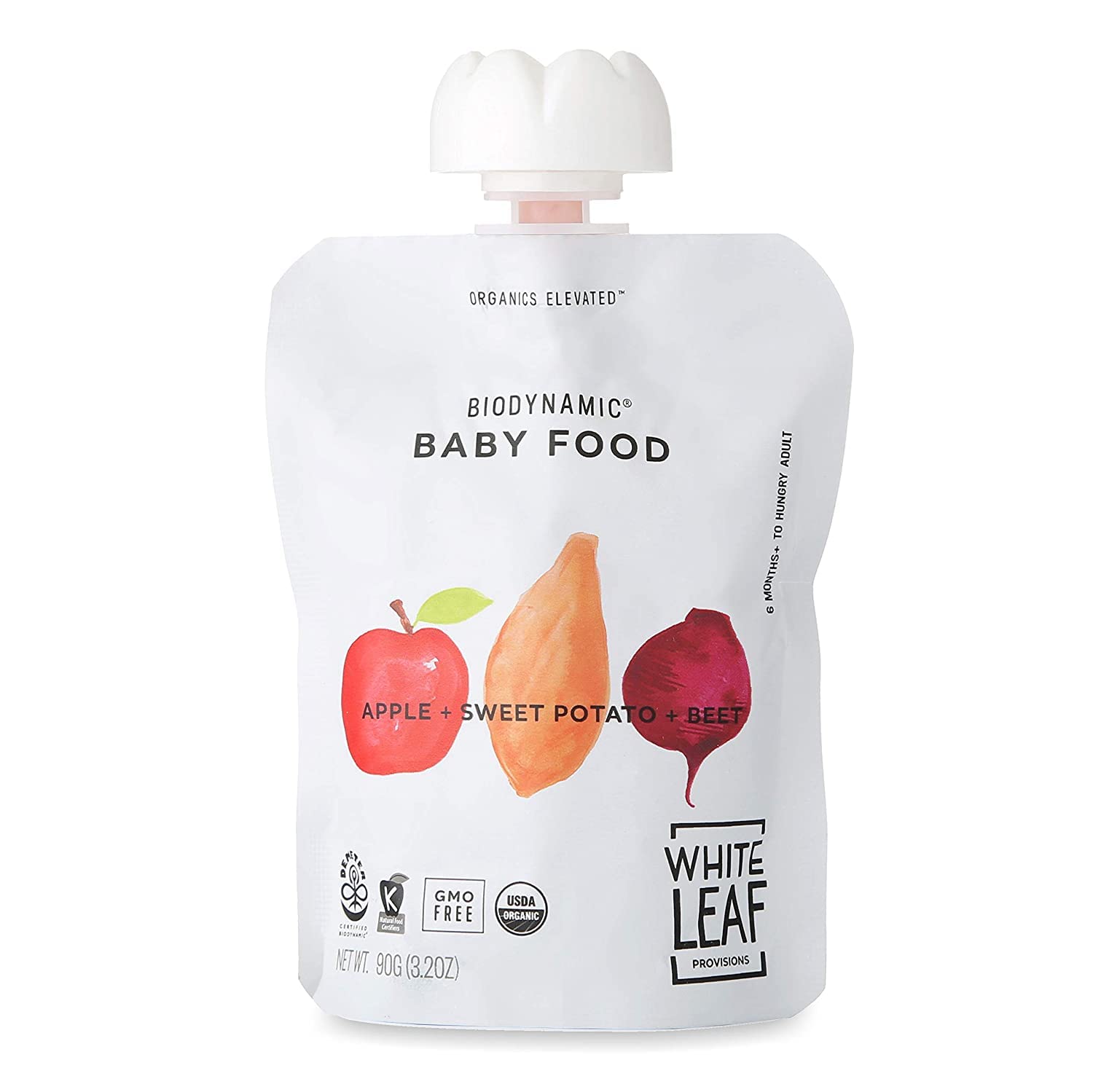 Organic Baby Food Pouches by White Leaf Provisions - USDA Certified, Non-GMO, BPA-Free Squeezable Toddler Snacks (24 Pack, 90g Each) - Apple, Sweet Potato & Beet Blend for On-the-Go Meals, Daycare & Travel Snacking