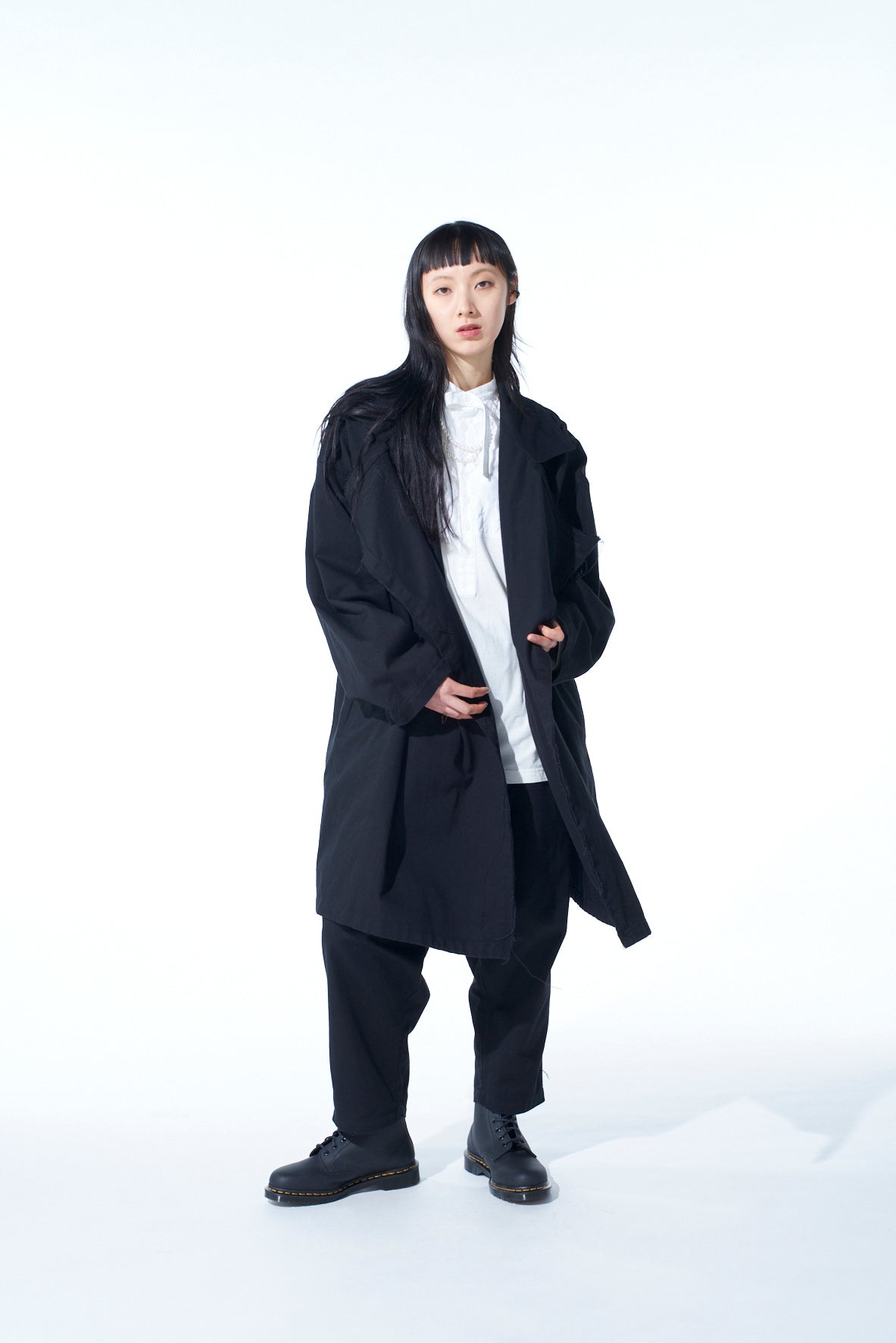 COTTON DRILL CUT OUT DRAPE COAT - Women's Fashion Outerwear for Spring & Fall | Perfect for Office, Date Night & Casual Outings