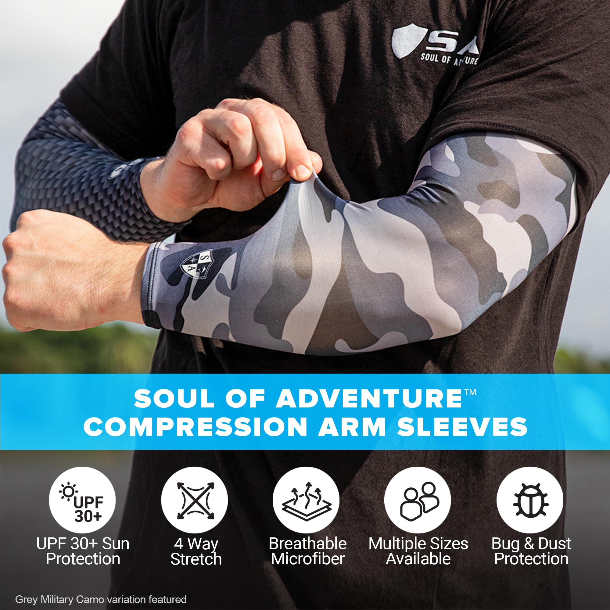 SA Company Arm Shield Compression UV Sleeves for Men - 4 Pack Microfiber Sun Protection Arm Sleeves | UPF 50+ UV Blocking, Moisture Wicking & Breathable | Perfect for Outdoor Sports, Running, Cycling & Golf