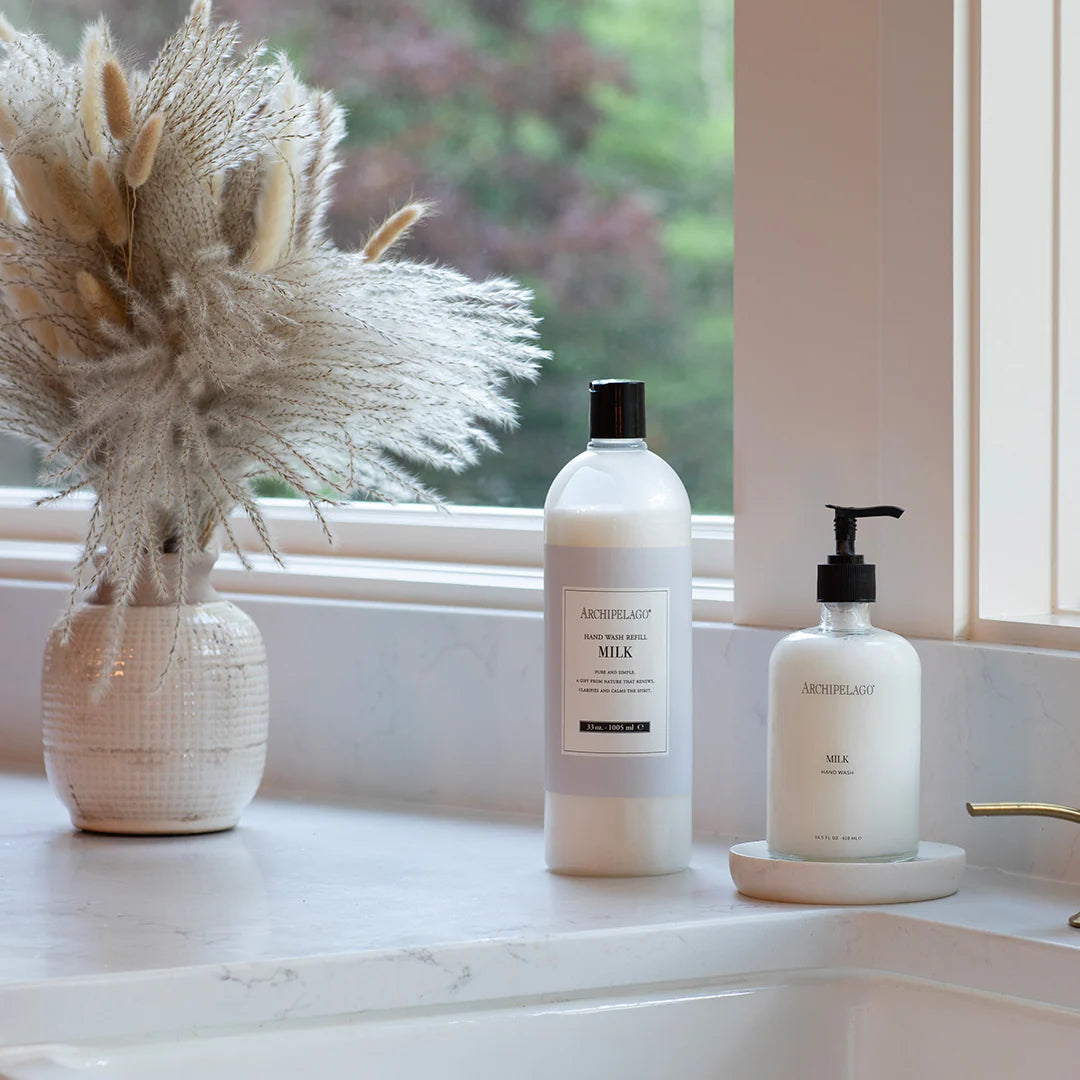 Premium Milk Glass Hand Wash Soap - Gentle, Moisturizing & Antibacterial for Daily Use - Perfect for Bathroom, Kitchen & Guest Washrooms