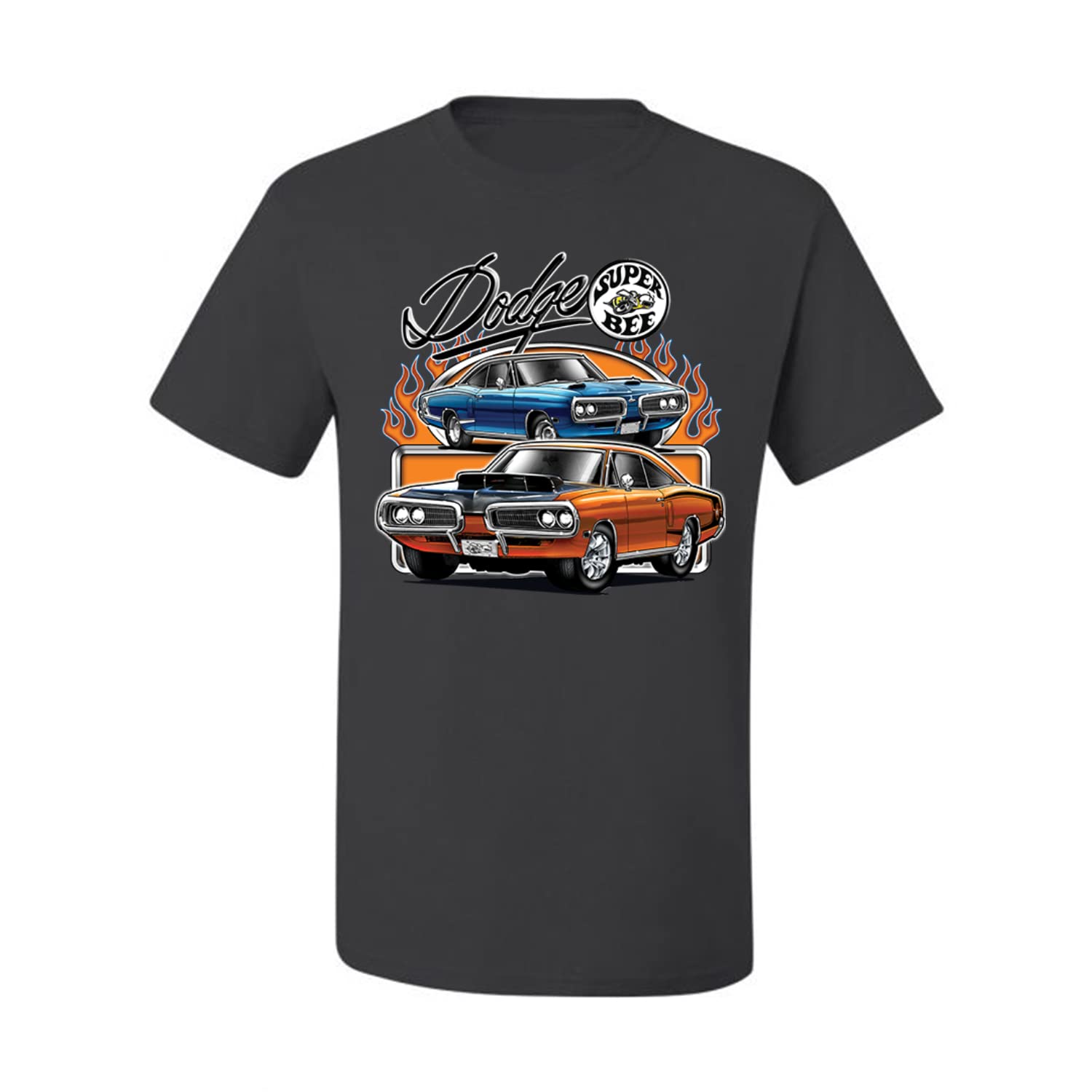 Flaming Dodge Super Bee Muscle Car T-Shirt for Men | Vintage American Muscle Car Apparel | Perfect for Car Enthusiasts & Casual Wear