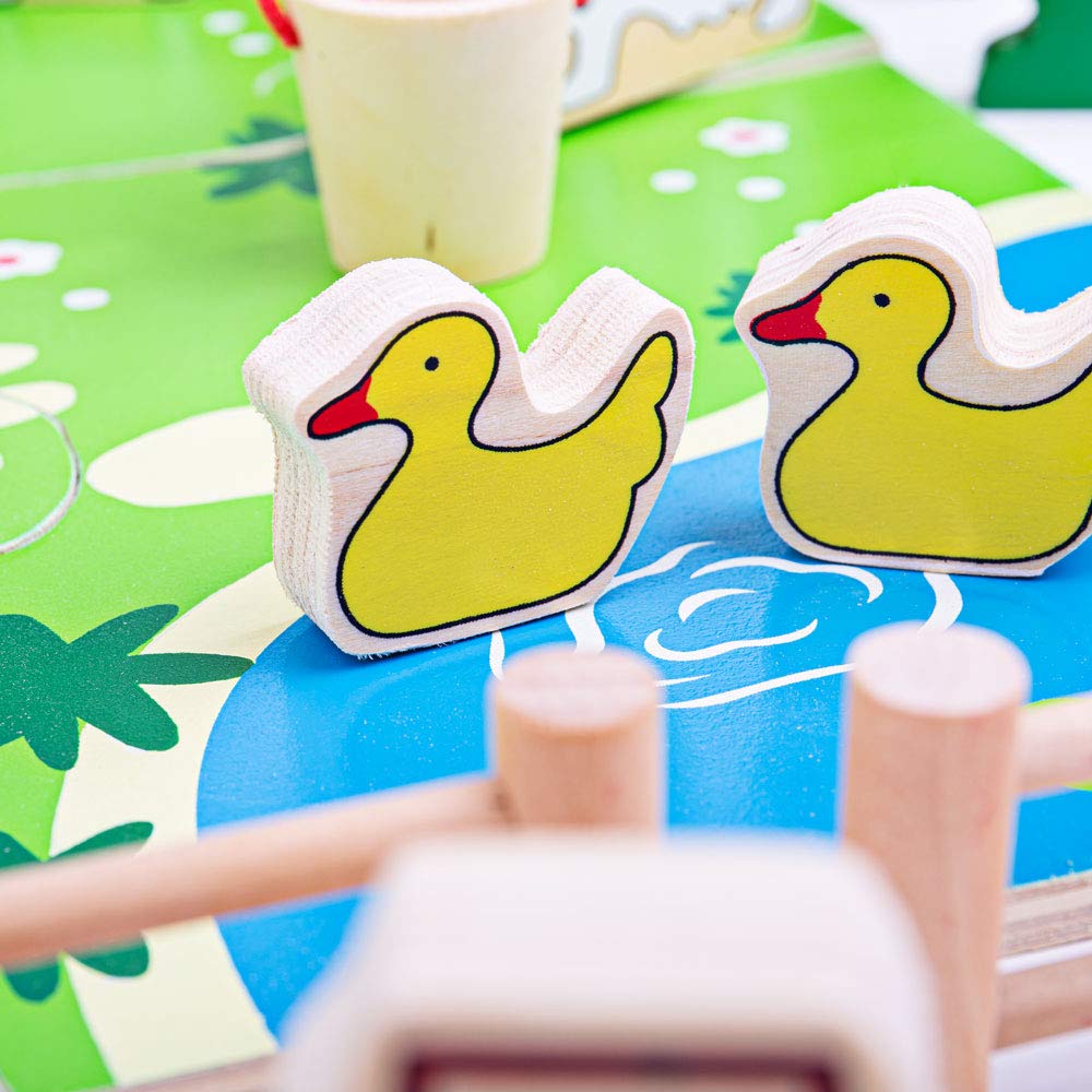 Bigjigs Toys Wooden Farm Set - 50 Piece Educational Farm Animal Playset with Tractor, Barn & Fence | Montessori Learning Toys for Toddlers & Kids | Pretend Play, Farm-Themed Birthday Gifts, Classroom Activities