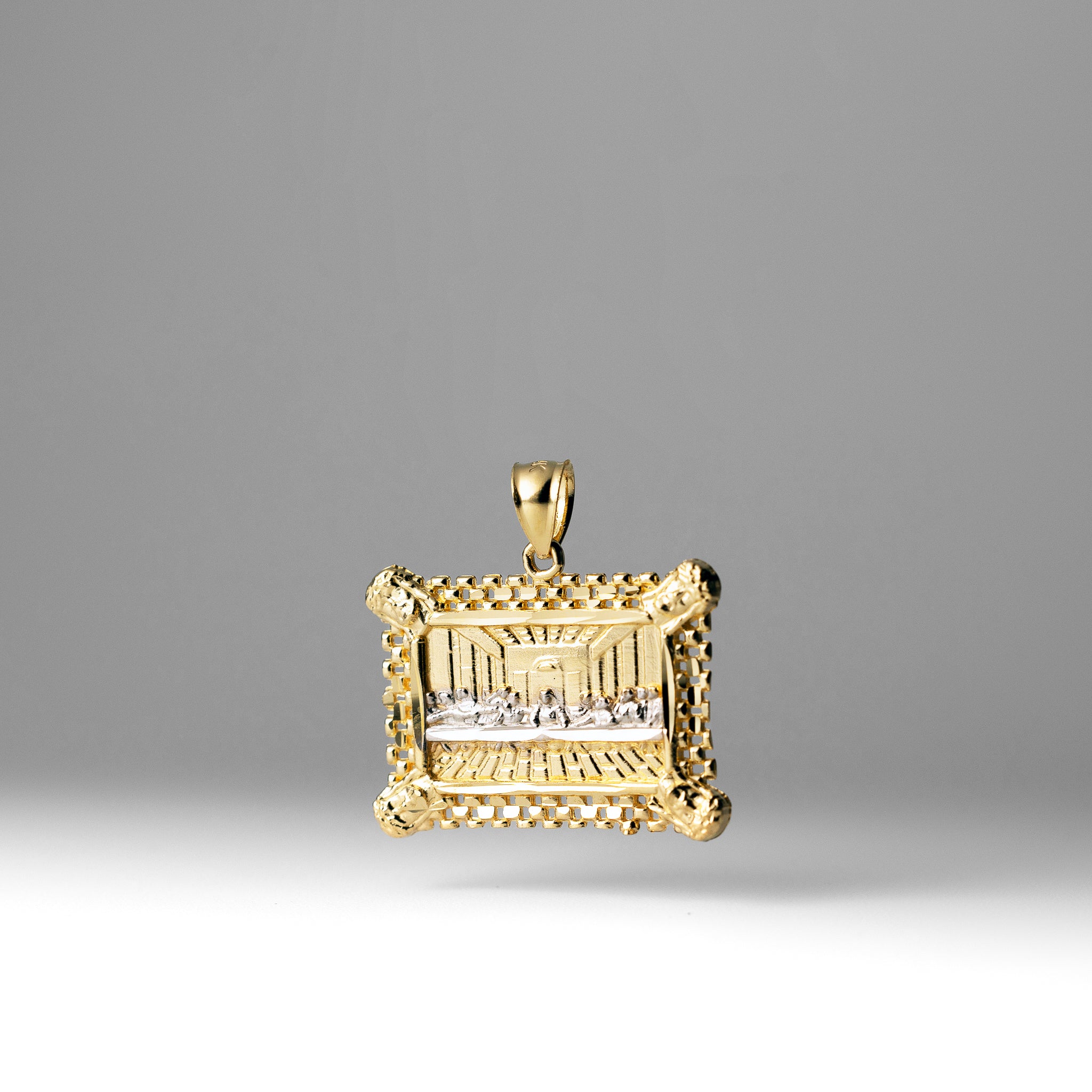 Gold Last Supper Rectangular Pendant PT2769 - Religious Jewelry Gift for Men & Women - Perfect for Baptism, Confirmation & Christian Events