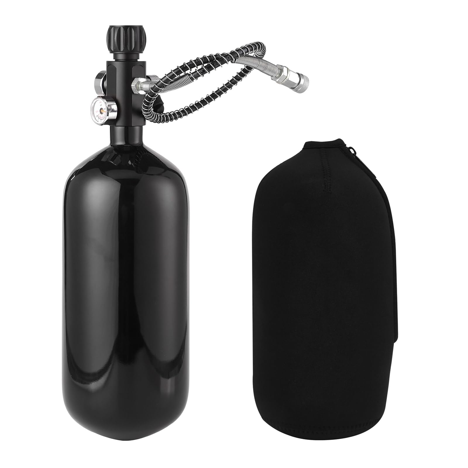 **Premium 98ci/1.6L DOT Certified Carbon Fiber Paintball Tank – 4500 psi PCP Airgun Charging System with Dual Gauge Valve – Lightweight Paintball Fill Station for Outdoor Sports & Airsoft Battles**