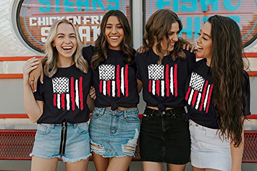 **Women's Patriotic Graphic Tees - Short Sleeve Casual T-Shirts for Summer | Perfect for 4th of July, BBQ Parties & Everyday Wear**