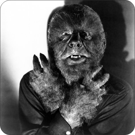 Set of 4 Wolf Man Themed Cork-Backed Drink Coasters - Durable & Absorbent for Coffee Tables, Bars, and Home Decor