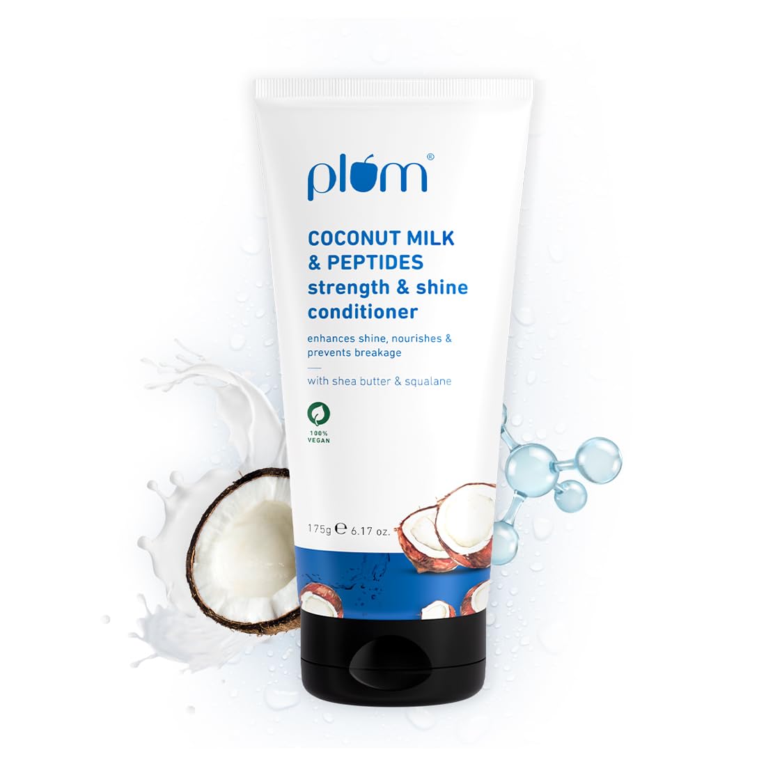 Plum Coconut Milk & Peptides Hair Conditioner - Deep Hydration for Dry, Damaged Hair - Repair & Strengthen Strands - Leaves Hair Soft, Smooth & Silky - Unisex Hair Care (175g) - Perfect for Daily Use, Salon-Quality Results at Home