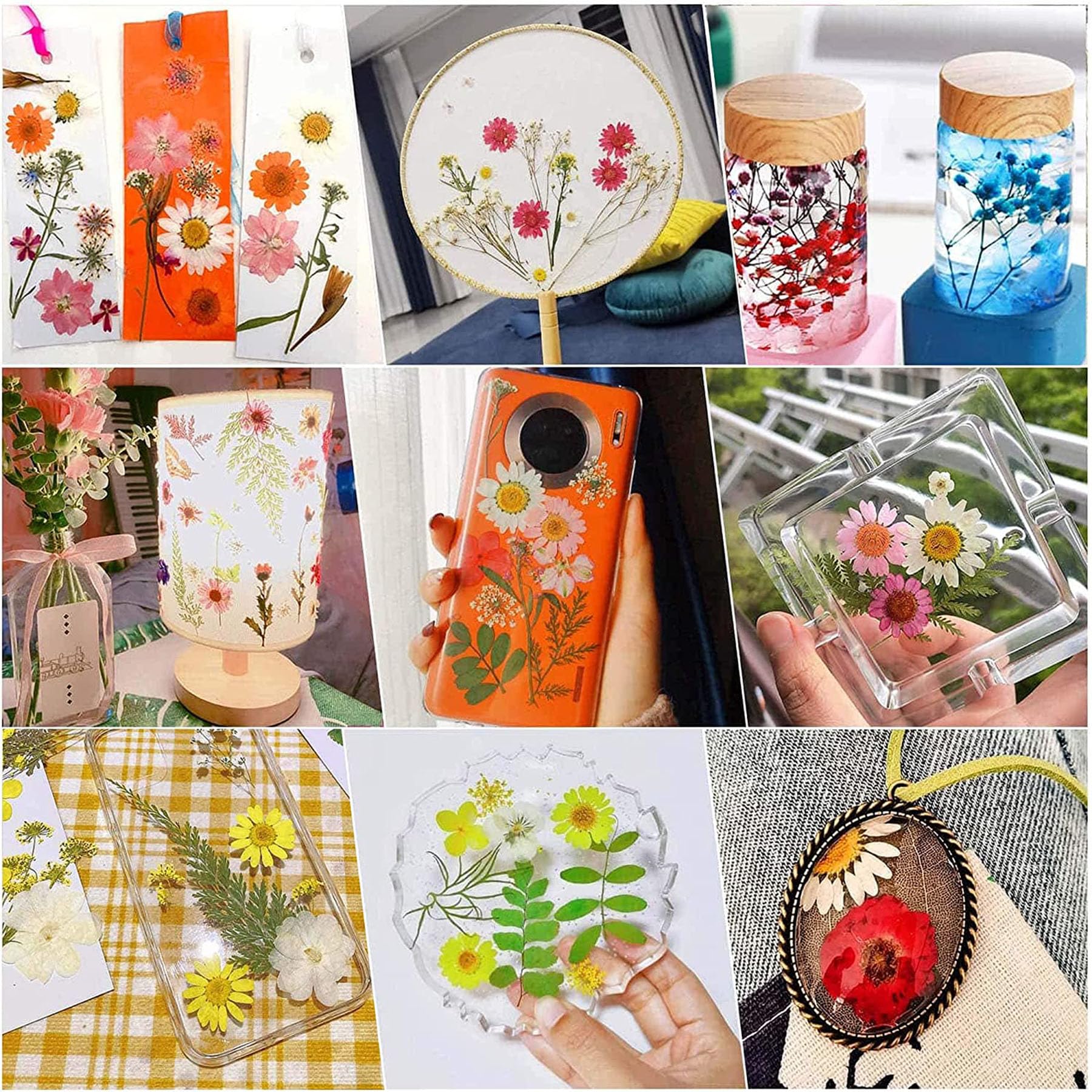 Woohome 126PCS Real Pressed Flowers Kit - Natural Dried Pressed Flowers for Resin Art, Nail Art, Scrapbooking, Candle & Jewelry Making - Premium Resin Craft Supplies for DIY Projects & Home Decor