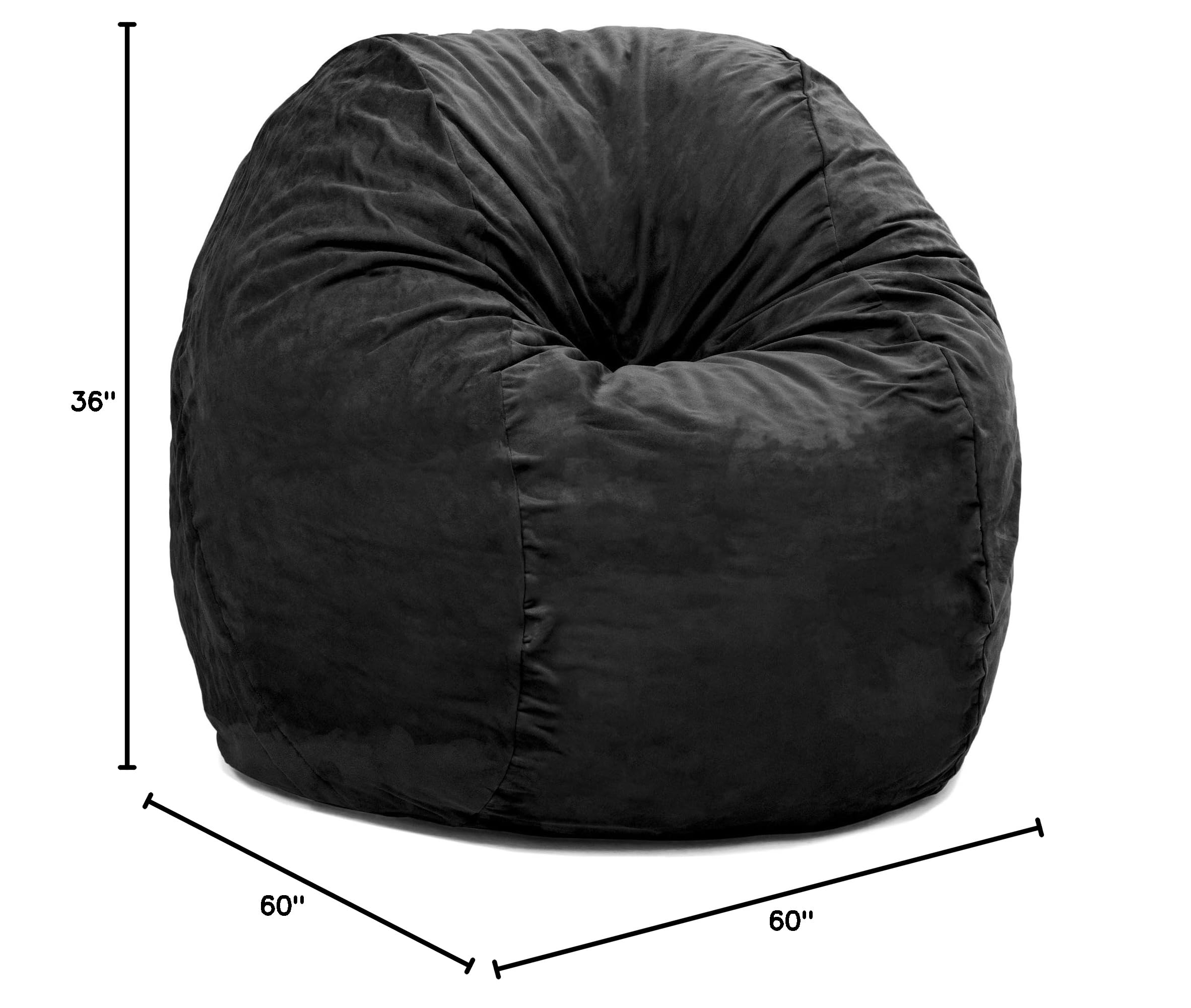 Jaxx 5 Foot Giant Saxx Bean Bag Chair for Adults - Oversized Memory Foam Filled Lounger, Black - Perfect for Living Room, Game Room & Dorm Relaxation