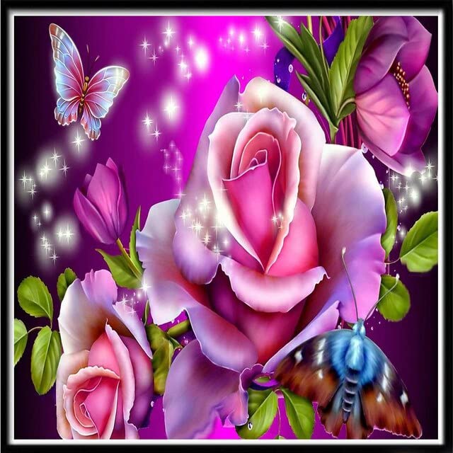 5D Diamond Painting Kit DIY Landscape Flower Rose Diamond Embroidery Cross Stitch Art Craft for Adults - 45x60cm - Perfect for Home Decor, Gifts & Stress Relief