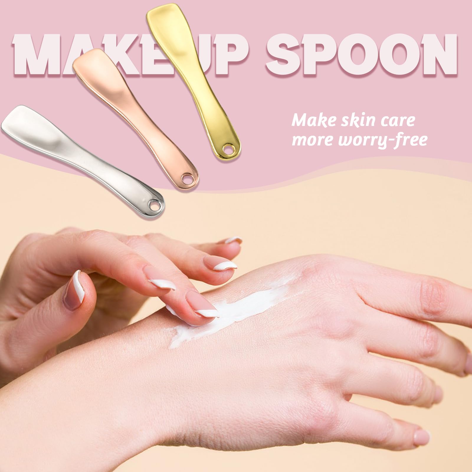 Rose Gold, Silver & Gold Metal Makeup Spatula - Cosmetic Scoop Tool for Creams, Lotions, Skincare & Face Masks - Perfect for Precise Application & Hygiene in Your Beauty Routine