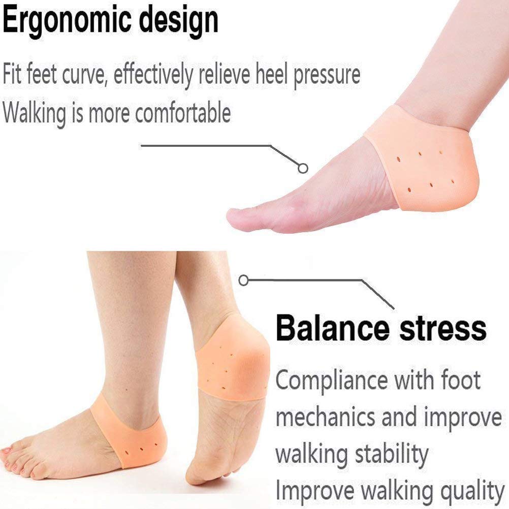 Brezzycloud Silicone Gel Heel Pad Socks for Heel Swelling & Pain Relief, Dry Cracked Heels Repair Cream, Foot Care & Ankle Support Cushion - Men & Women (2 Pairs) - Perfect for Running, Hiking & Daily Comfort