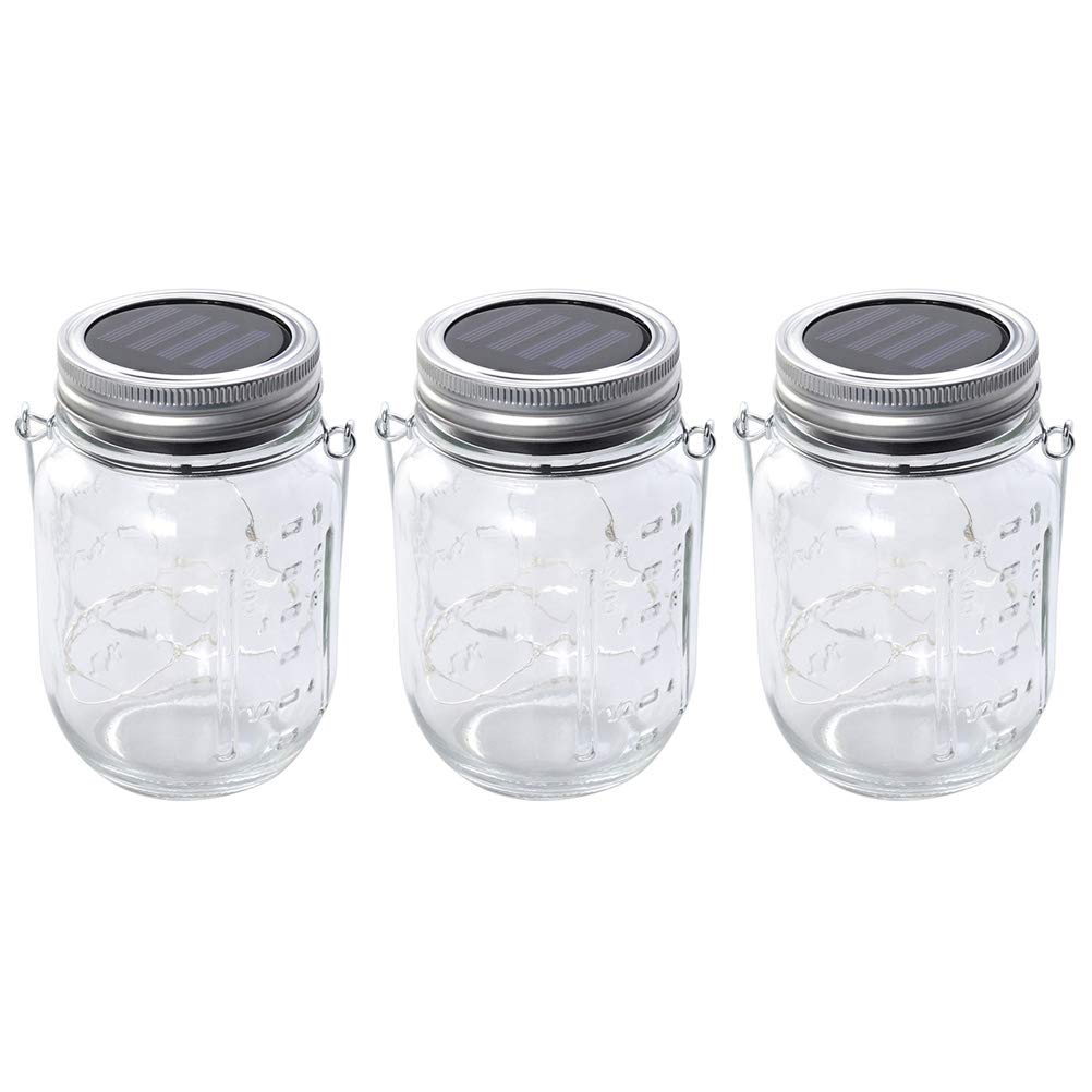 OSALADI 3-Pack Solar Mason Jar Lights - Waterproof Outdoor Solar Lanterns for Garden, Patio, Pathway & Yard Decor - Perfect for Romantic Nights, Wedding Decor & Backyard Ambience