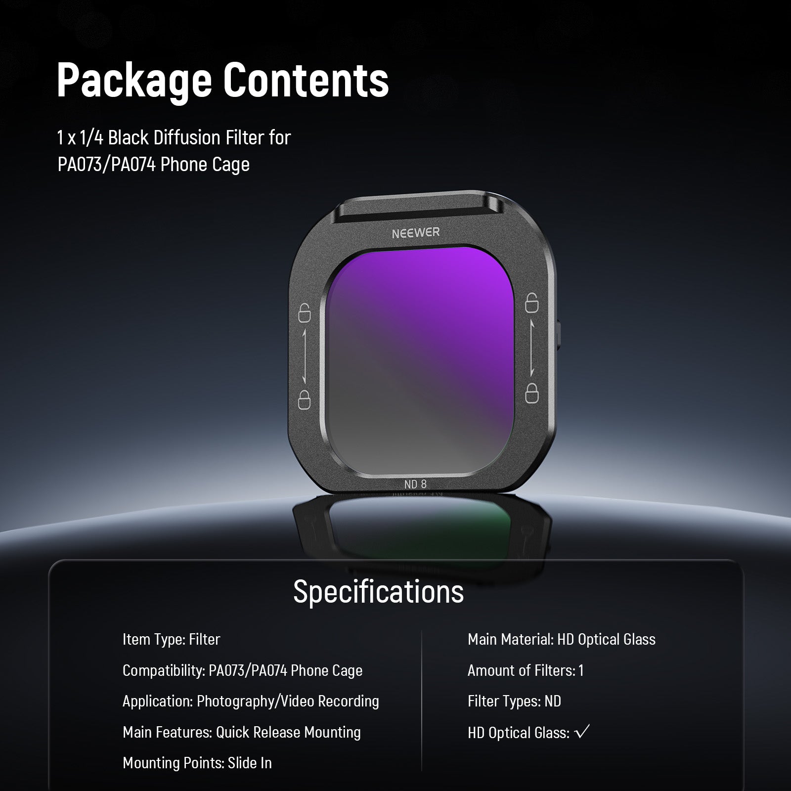 NEEWER ND8 ND16 ND32 ND64 Professional Camera Lens Filter Kit for iPhone PA073 PA074 Cage - Perfect for Vlogging, Photography & Cinematic Video Shooting