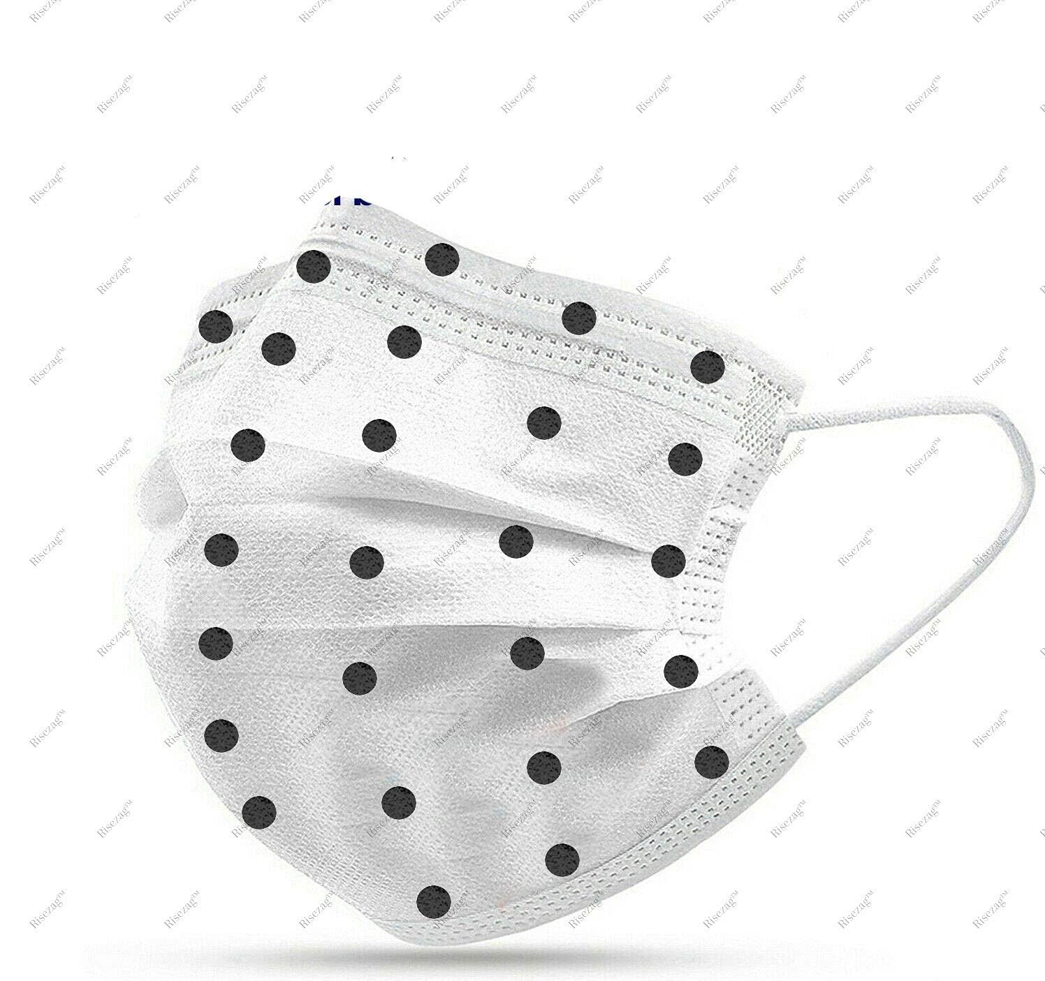 Wisezag 100-Pack Disposable 3-Ply Face Masks for Women - Breathable 3-Layer Surgical Masks with Nose Clip & Comfortable Earloop, White Dot Printed Design | Perfect for Daily Protection, Office, Travel & Public Spaces
