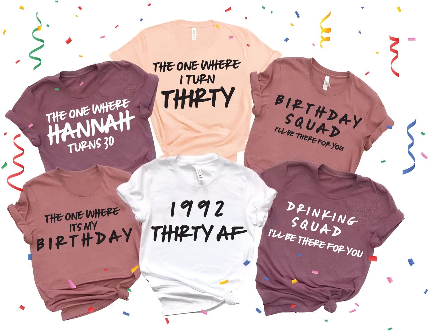 Custom 30th Birthday Shirt for Women - Personalized Birthday Crew T-Shirts - Funny Birthday Party Outfit - Unique Gift Idea for Her - Perfect for Birthday Celebrations, Girls' Night Out & Special Occasions