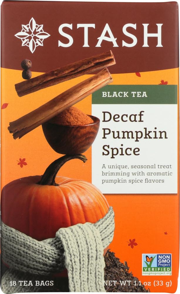 Organic Stash Tea Pumpkin Spice Herbal Tea - Caffeine-Free, Gluten-Free - Perfect for Fall, Holidays & Cozy Evenings