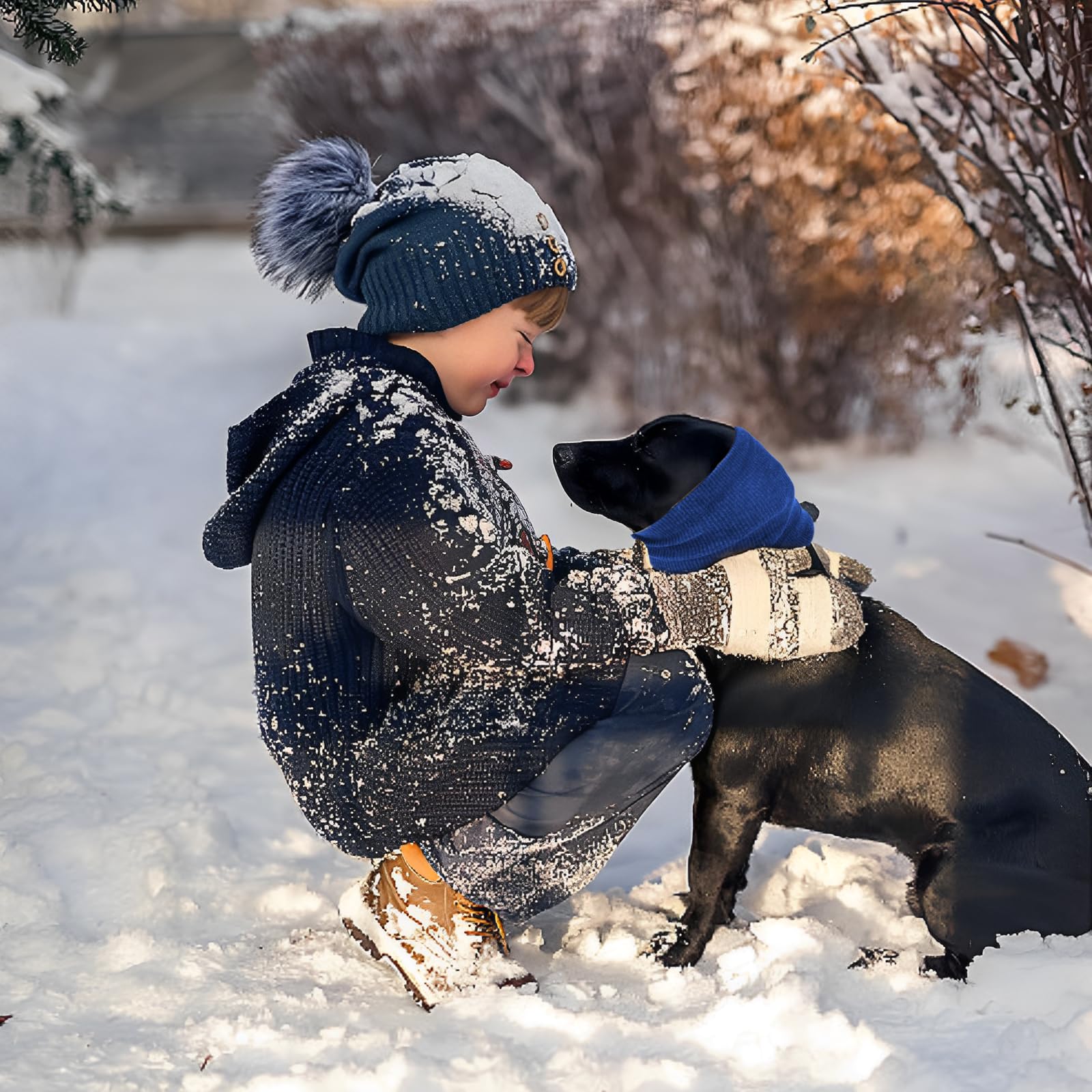 Dog Anxiety Relief Hoodie - Noise Canceling Ear Covers & Calming Wrap for Dogs, Pet Ear Muffs & Neck Warmer (Large, Blue) - Perfect for Fireworks, Thunderstorms & Travel Stress