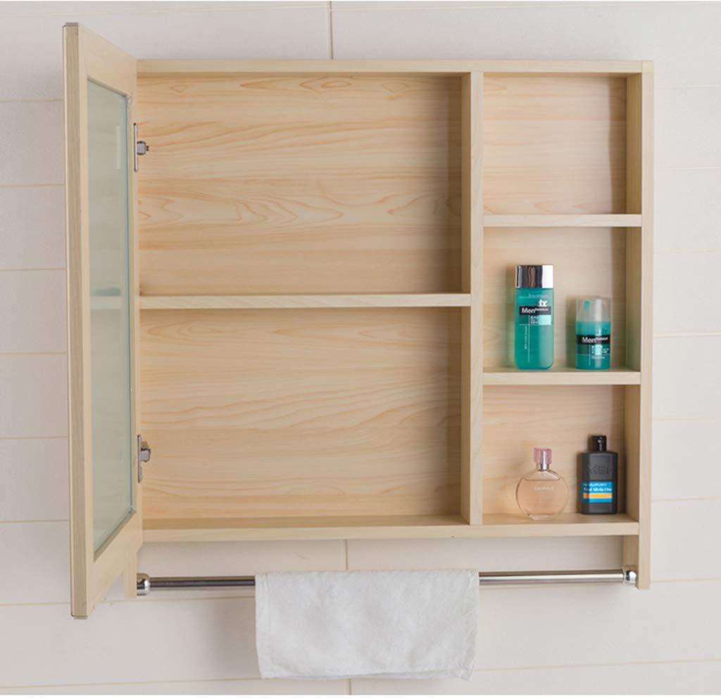 Large Wooden Wall Mounted Bathroom Medicine Cabinet with Mirror - 24 Inch Rustic Storage Cabinet for Bath Essentials, Makeup & Toiletries - Perfect for Home Bathroom Organization and Vanity Mirror Storage