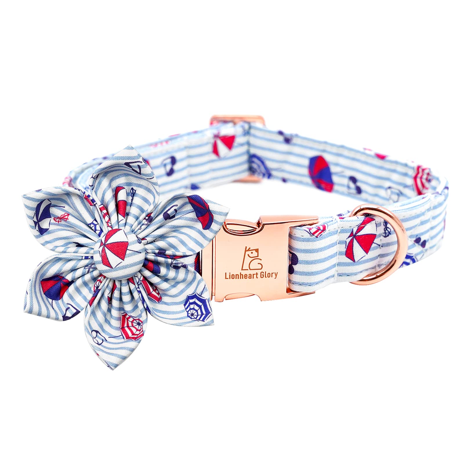 Lionheart Glory Summer Dog Collar with Flower - Adjustable Floral Pet Collar for Small, Medium & Large Dogs | Perfect for Outdoor Walks, Pet Photos & Special Occasions