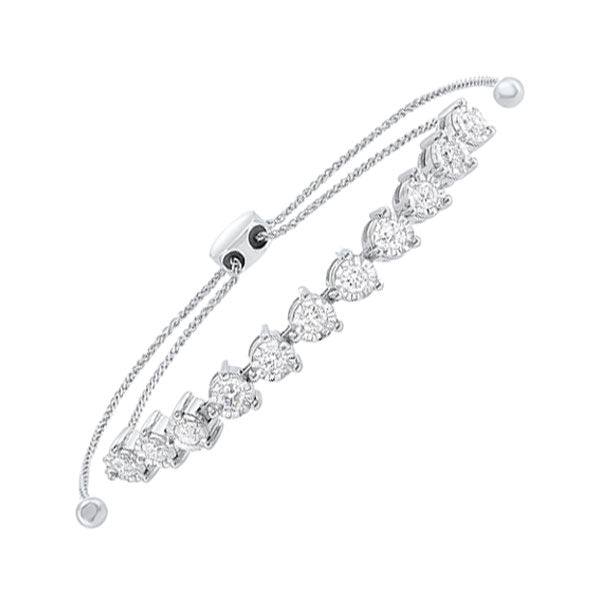 14K White Gold Diamond Bracelet (1CTW) - Elegant Jewelry for Women, Perfect for Weddings, Anniversaries & Special Occasions
