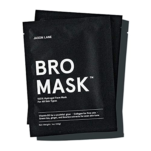 BRO MASK: Korean Hydrating Anti-Aging Sheet Mask for Men with Vitamin C, E, Hyaluronic Acid & Collagen - 4 Pack (16 Sheets) - Deep Moisturizing Face Care & Acne Treatment for Daily Skincare Routine & Self-Care Moments