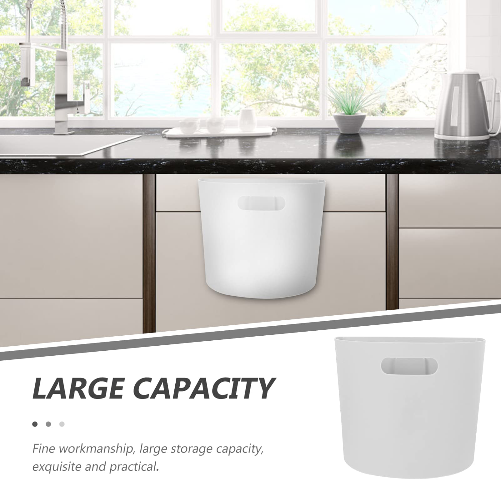 Cabilock 1pc Wall-Mounted Collapsible Trash Can - White Hanging Kitchen Waste Basket Cabinet Door Garbage Bin for Office, Bathroom & Small Spaces - Space Saving Solution for Under Sink & Compact Areas