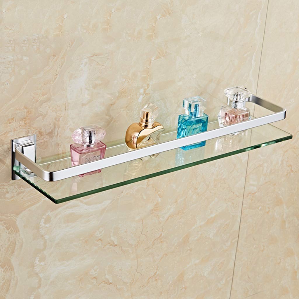 Modern Wall Mounted Glass Bathroom Shelf - Aluminum Frame Space Saving Storage Organizer for Shower, Vanity & Bathroom Decor