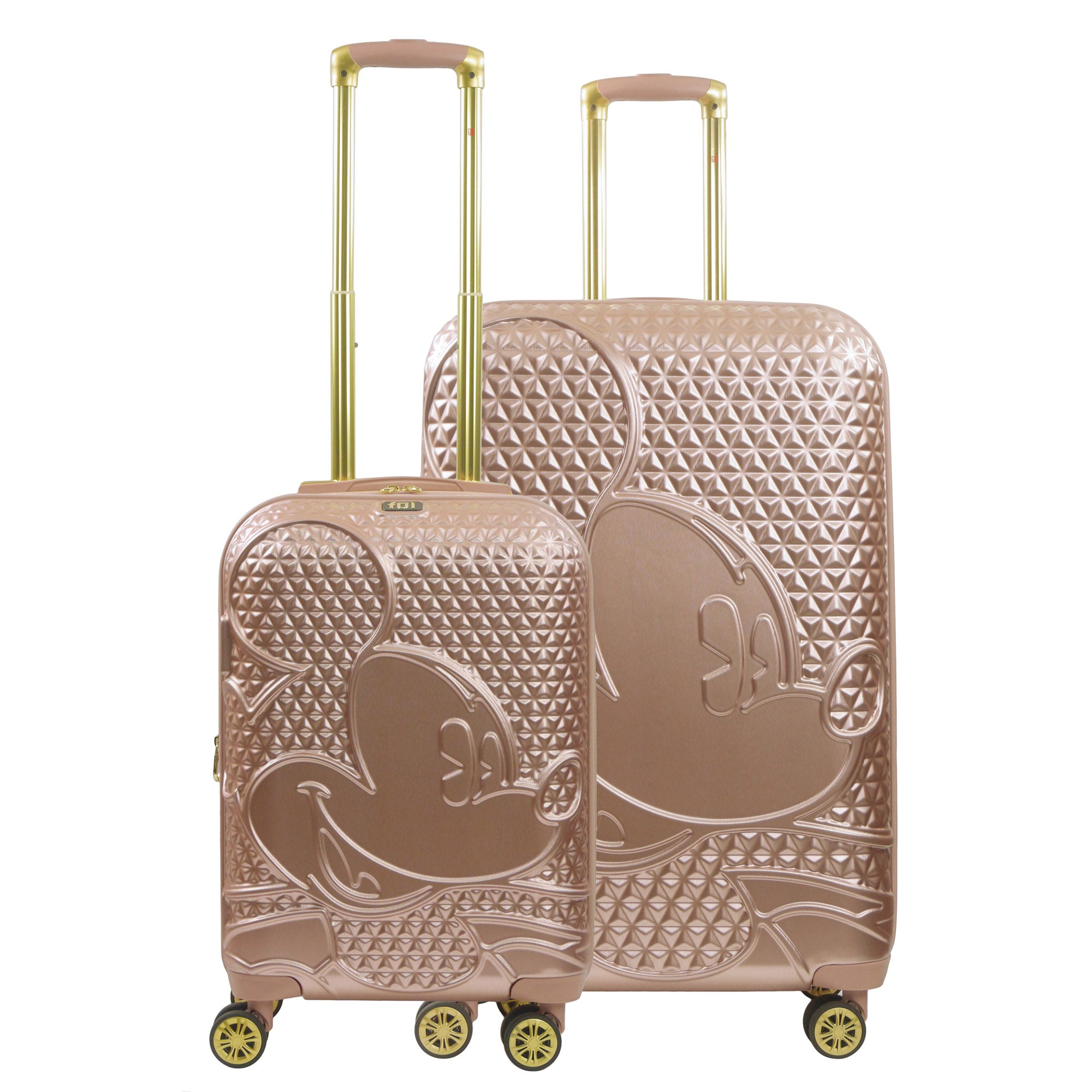 Disney Mickey Mouse Rose Gold Rolling Luggage Set - 2 Piece Carry-On Suitcases for Kids Travel, School & Vacation | Durable Spinner Wheels & Adjustable Handle