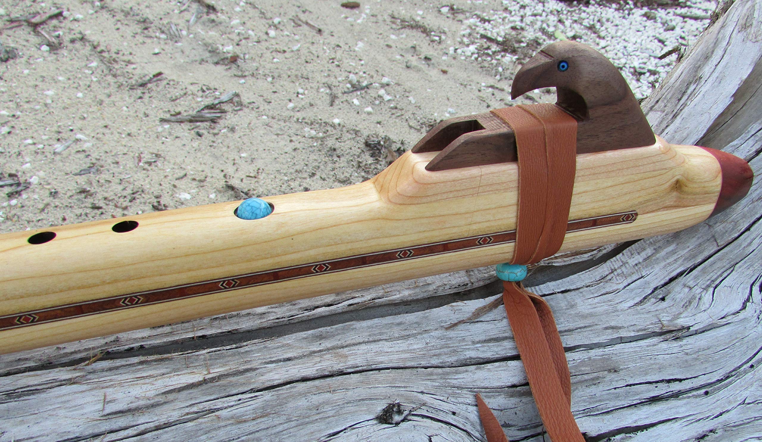Handmade Native American Flute - Solid Cherry Wood - Low D Key - Premium Quality Musical Instrument for Meditation, Yoga & Relaxation