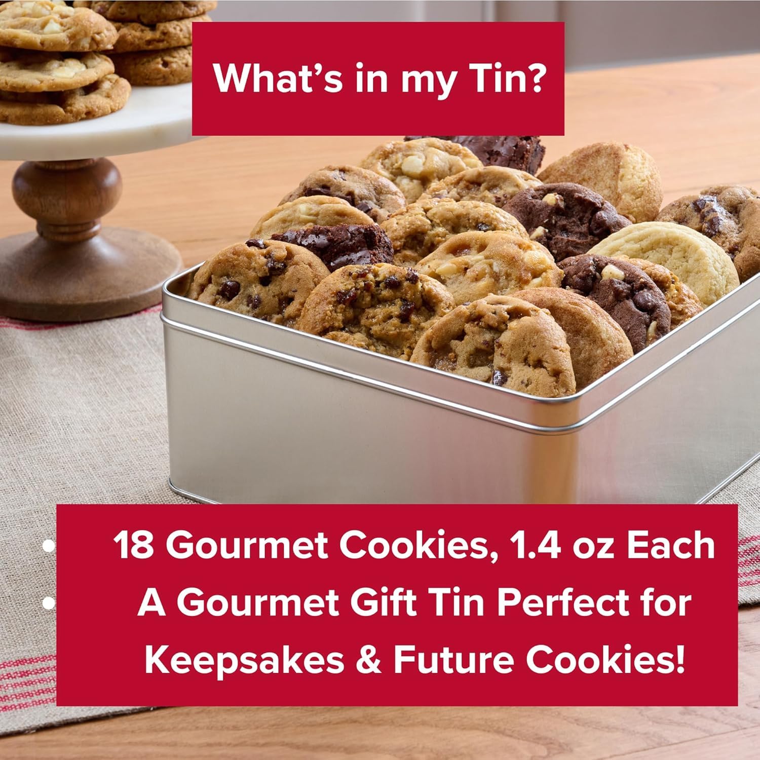 Christie Cookies - Gourmet Assortment of 60 Fresh-Baked Cookies in Elegant Silver Tin | No Preservatives Added | Perfect for Gifts, Parties & Holiday Treats