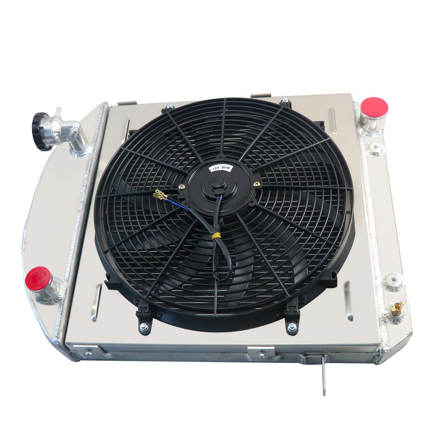 High-Performance 3-Row Aluminum Radiator for 1917-1927 Ford Model T & Chevy 2.9L L4 Gas Engine - Includes Cooling Fan, Shroud & Relay Kit - Perfect for Classic Car Restoration & Hot Rod Upgrades