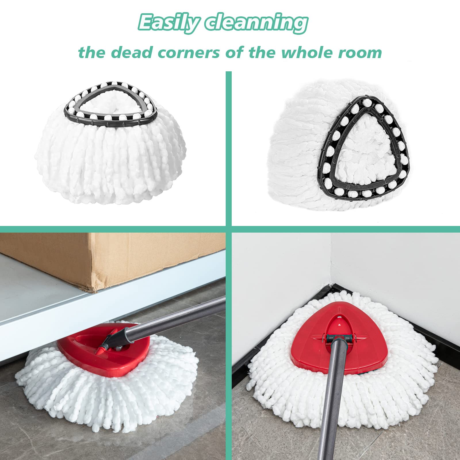 12-Pack Microfiber Spin Mop Replacement Heads - 360° Rotating Refills Compatible with Triangle Spin Mops | Durable & Absorbent for Hardwood, Tile & Laminate Floors | Perfect for Kitchen, Bathroom & Household Cleaning