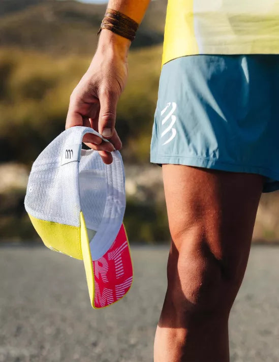Compressport Unisex Trucker Cap - White, Safety Yellow & Neon Pink - Lightweight & Breathable Running Hat for Men & Women - Perfect for Outdoor Sports, Hiking & Cycling