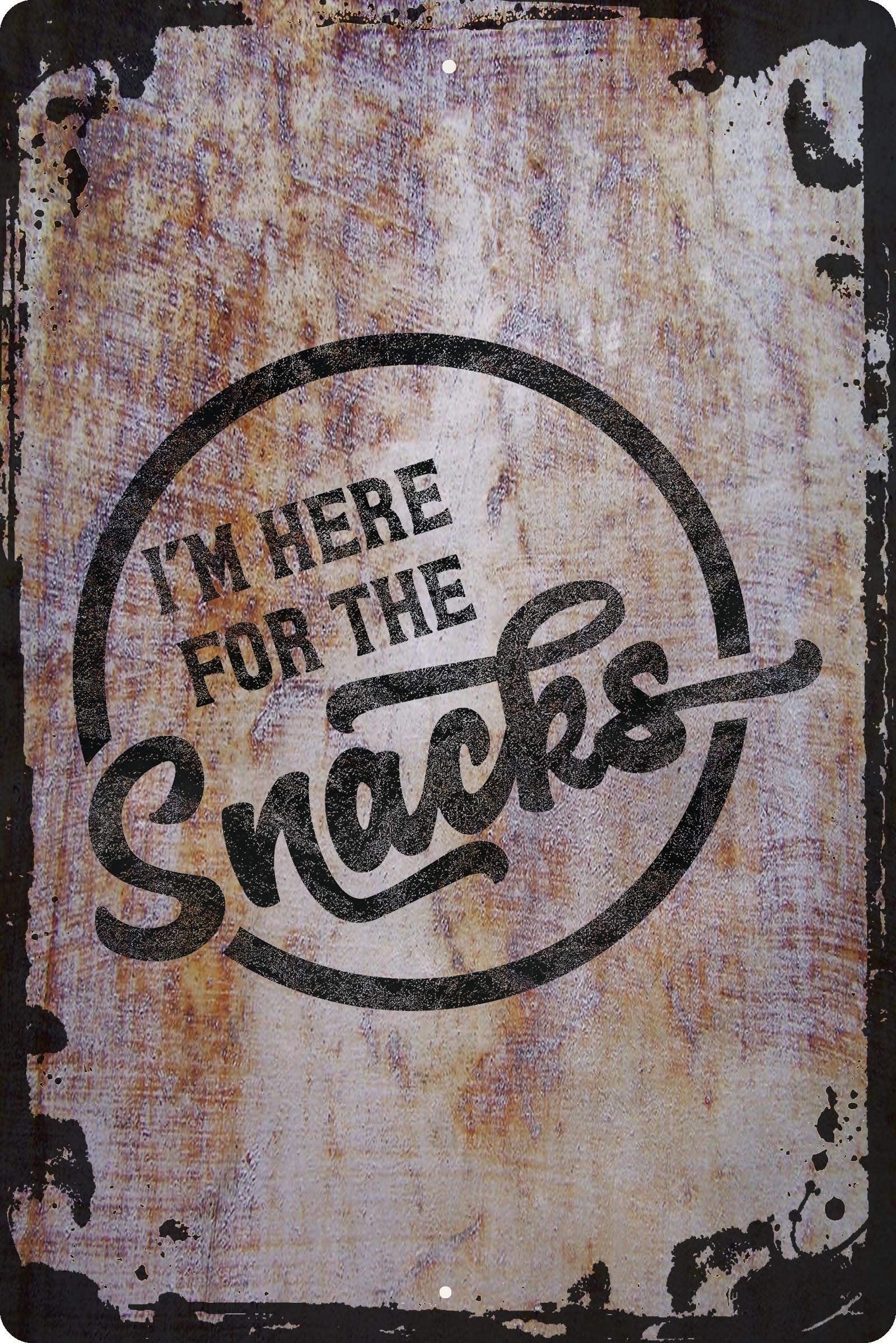 Funny Wall Sign - 'I'm Here For The Snacks' Sports Humor Decor | Unique Gift for Kitchen, Office & Game Room | Decorative Art for Home & Bar
