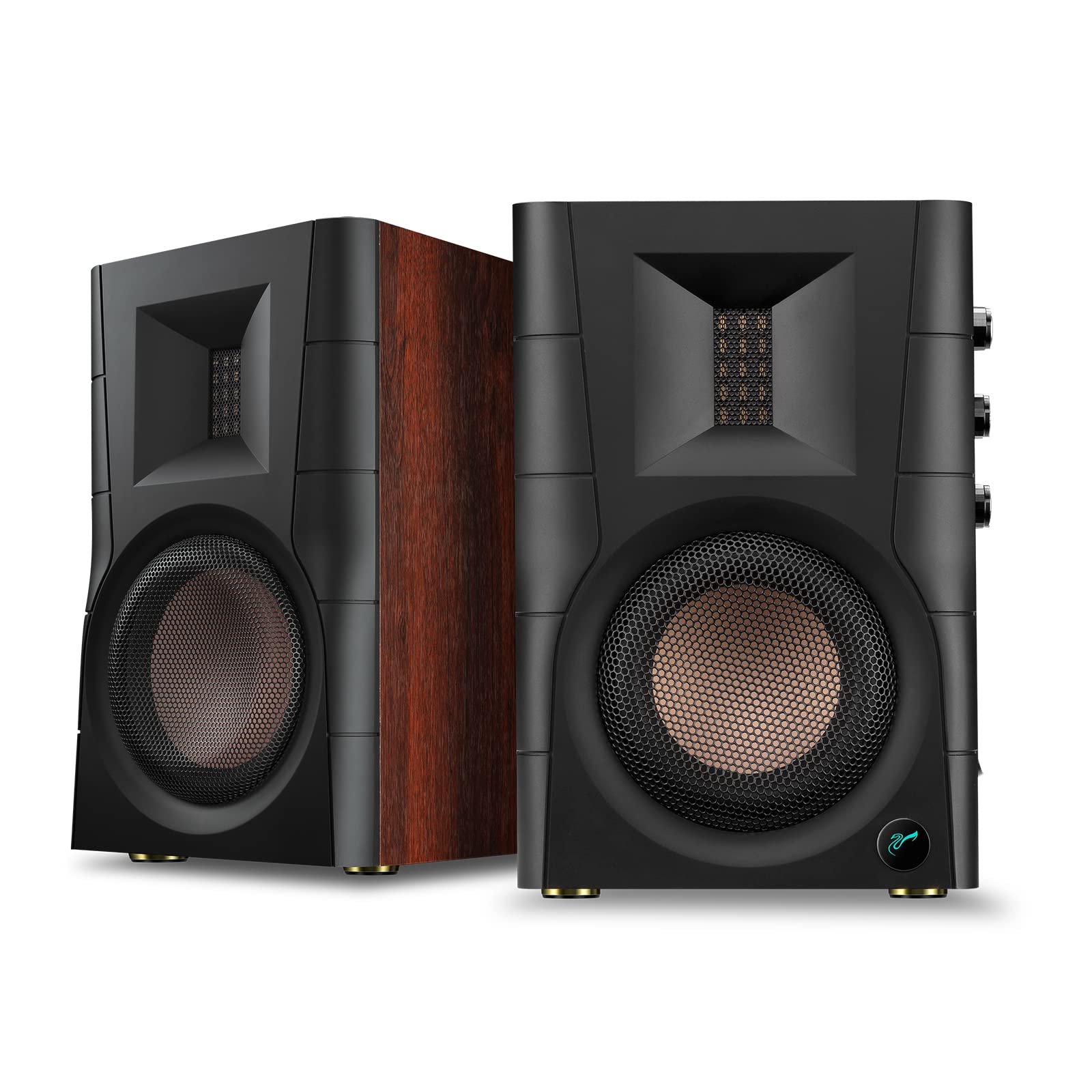 HiVi-Swans D100 Bluetooth Bookshelf Speakers - 4 Inch Powered Desktop Stereo Speakers with 62W RMS, Wood Grain Finish - Perfect for Home Theater, Gaming, Music Listening & PC Setup (Pair)