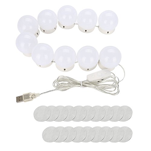 Hollywood Style Mirror Lights with 10 Dimmable LED Bulbs - USB Powered Vanity Mirror Lamp Kit for Makeup, Dressing Table & Photography Studio Lighting