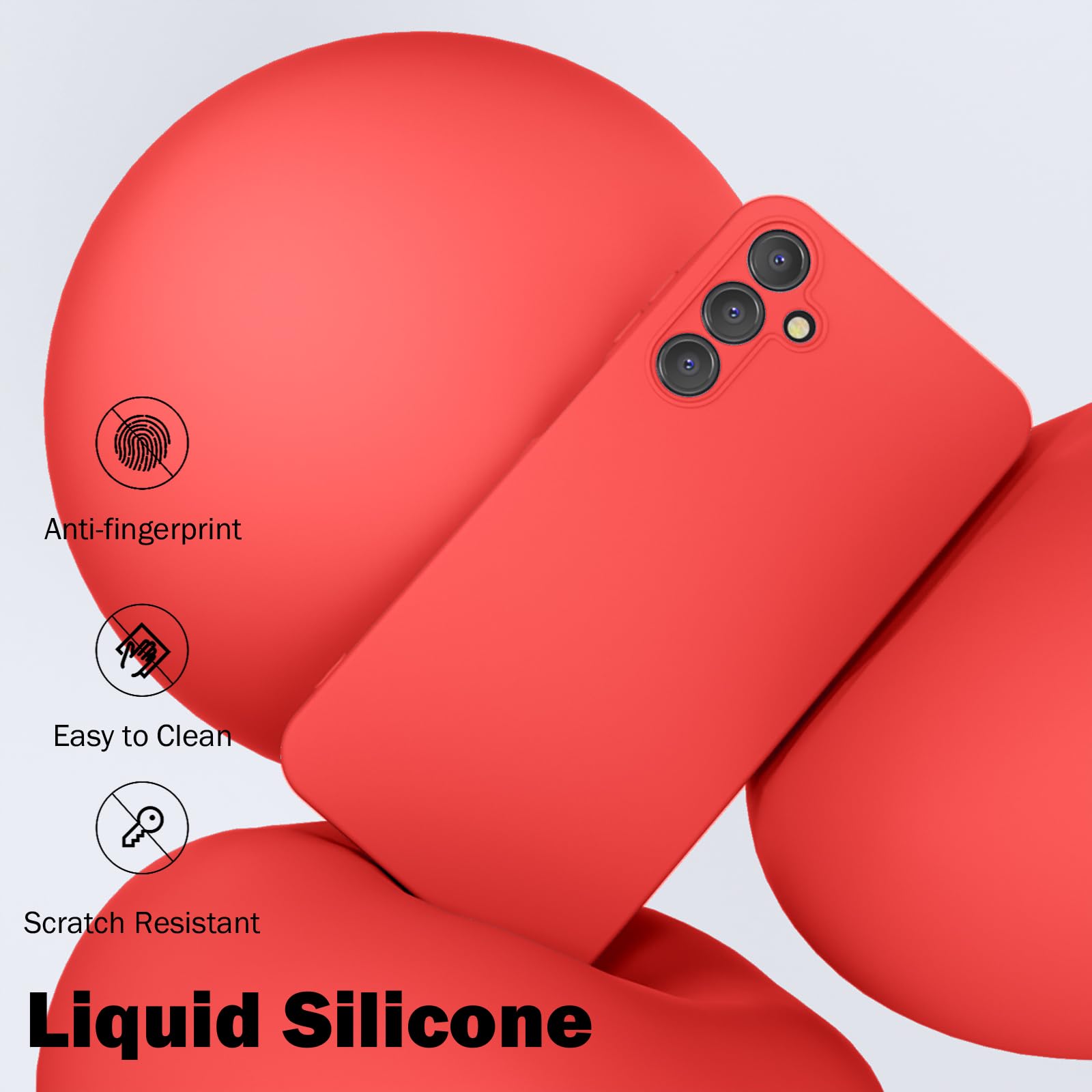 Giolus Slim Shockproof Case for Samsung Galaxy A35 5G with 2 Pack Screen Protector - Soft Anti-Scratch TPU Silicone Cover with Microfiber Lining | Perfect for Daily Protection & Outdoor Activities (Red)