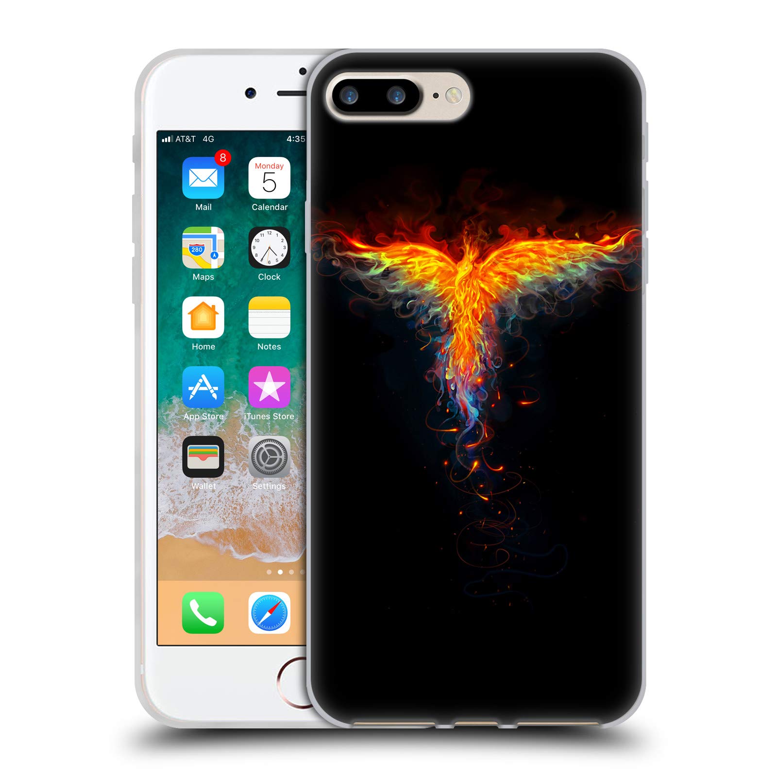 Officially Licensed Christos Karapanos Bird 3 Phoenix 2 Soft Gel Case for iPhone 7 Plus/8 Plus - Premium Protective Cover with Unique Art Design - Perfect for Everyday Use, Travel & Gift Giving