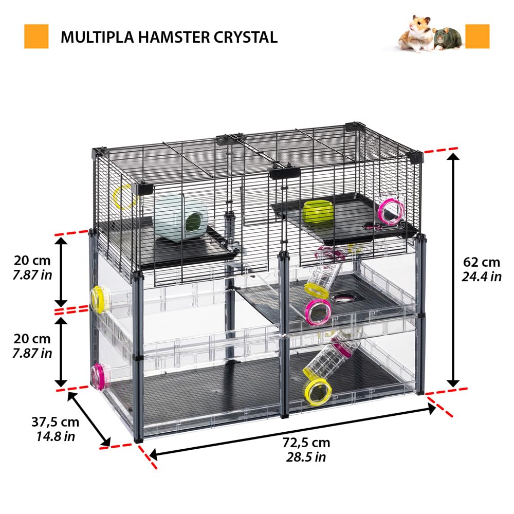 Ferplast MULTIPLA Large Hamster Cage - Metal Mesh & Recycled Plastic Mouse Habitat with Accessories (Black, Medium) | Perfect for Dwarf Hamsters, Gerbils & Small Pets | Ideal for Home, Classroom & Pet Store Use