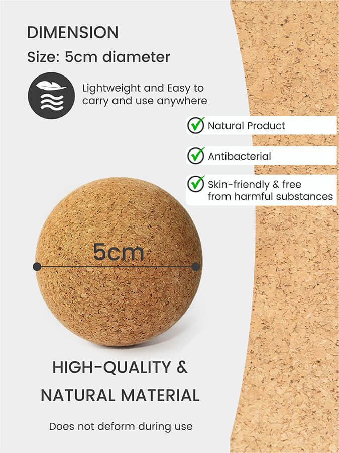 Premium Cork Massage Balls for Yoga, Myofascial Release & Trigger Point Therapy - Natural Eco-Friendly Yoga Accessories for Athletes & Physical Therapy