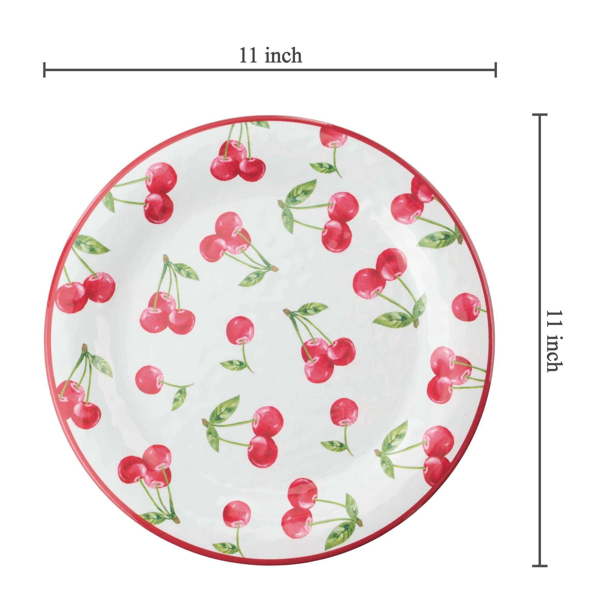 UPware 6-Piece Melamine Dinner Plate Set - BPA-Free, Dishwasher Safe 11-Inch Round Plates for Main Course, Pasta & Salad - Durable & Stylish Cherry Color - Perfect for Restaurants, Catering & Outdoor Dining
