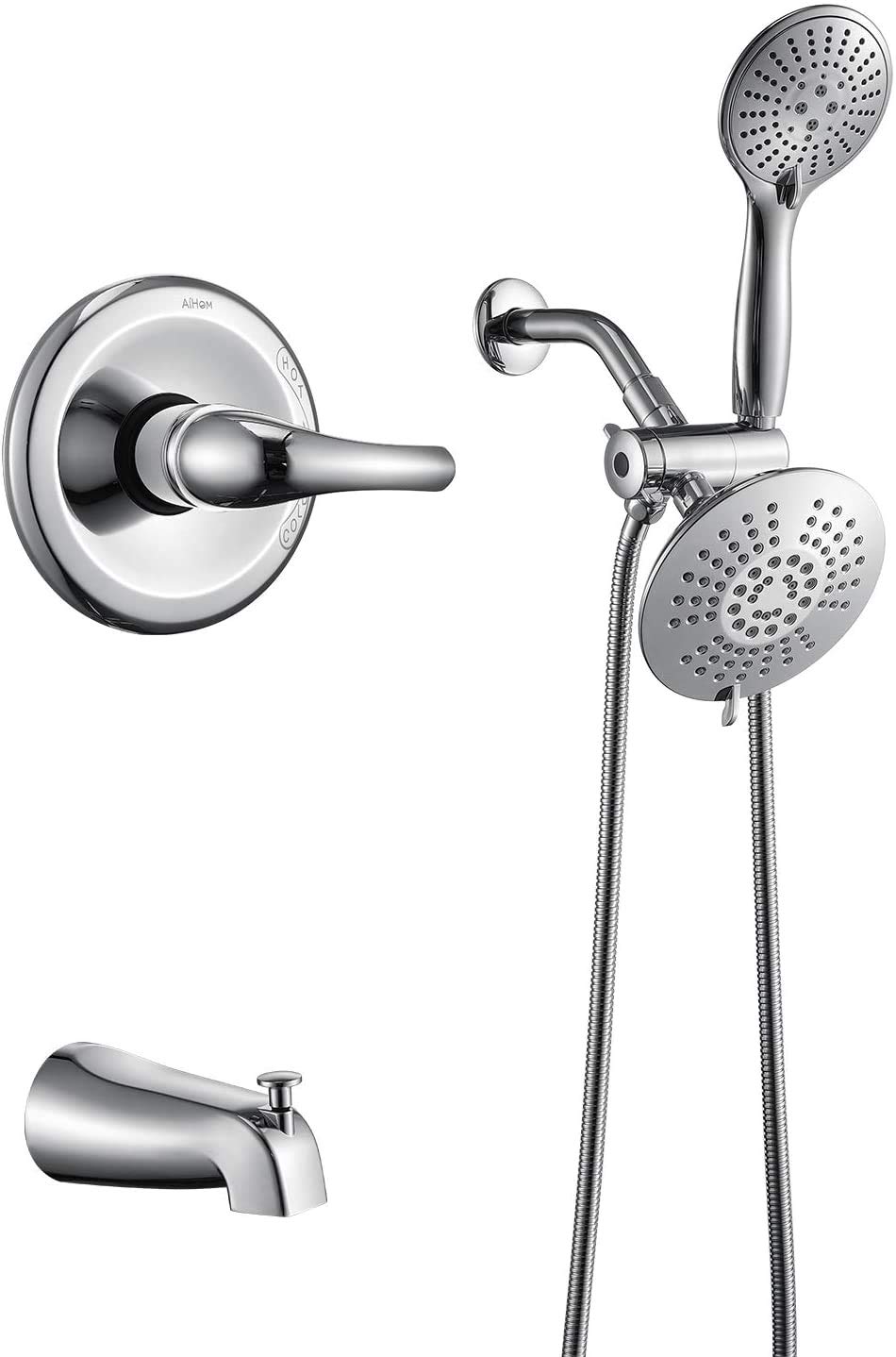 Premium High-Pressure Full Brushed Nickel Handheld Shower Head with Hose - Spa-Like Shower Experience for Bathroom, RV & Mobile Homes