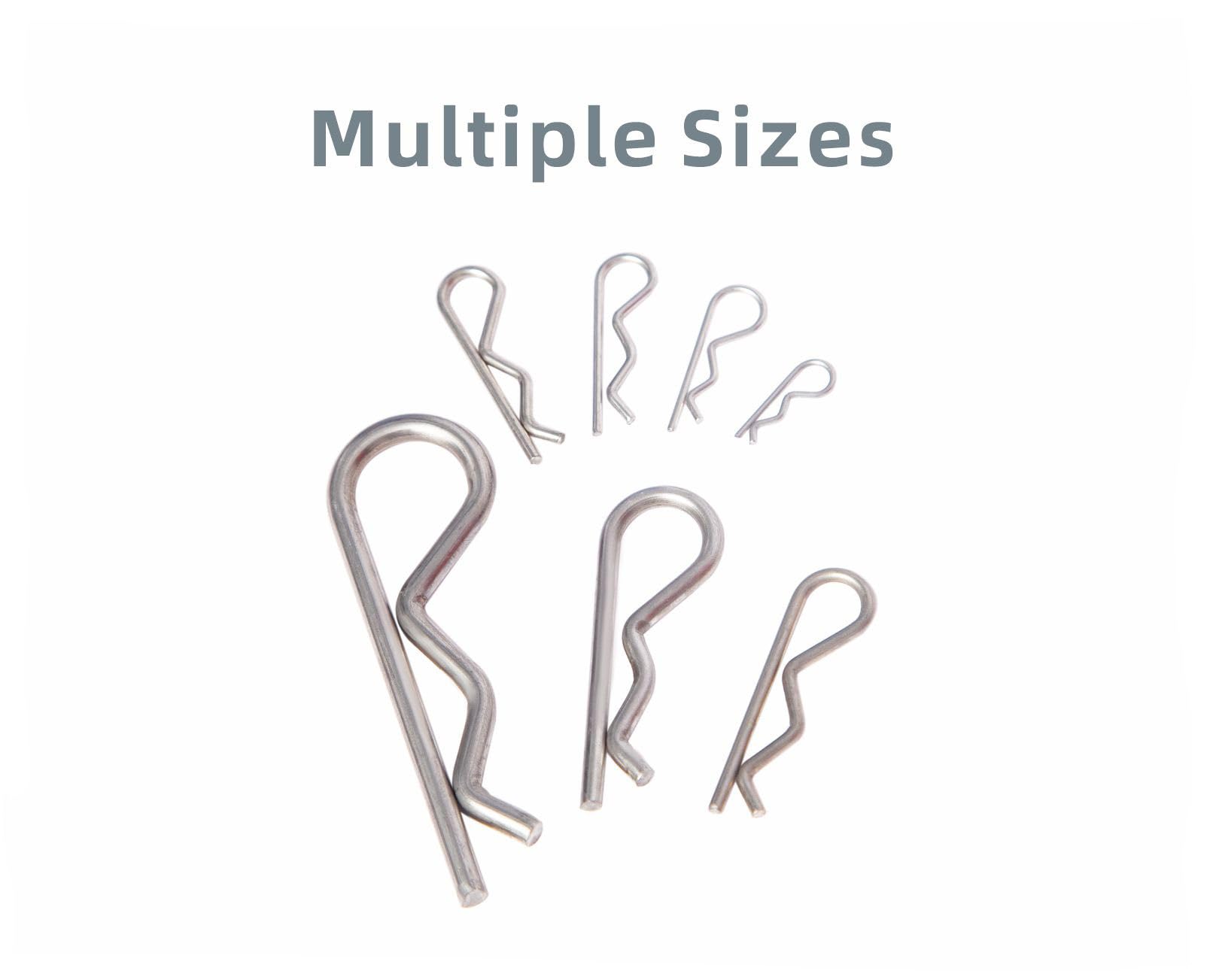 Heavy Duty Stainless Steel Cotter Pins Assortment Kit - 95PCS 7 Sizes (1.0-4.0mm) R Clips with Trailer Hitch Pins - Spring Fasteners for Automotive, Machinery & DIY Projects