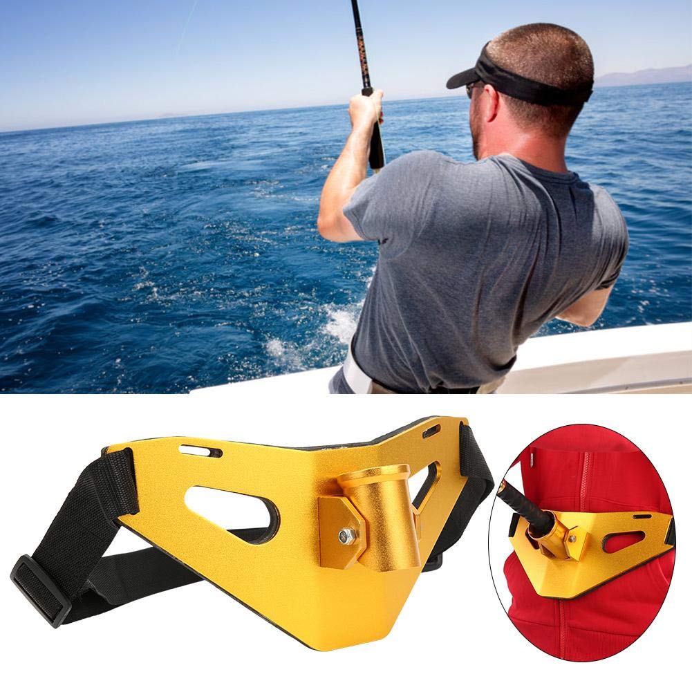 Adjustable Waist Fishing Belt with Aluminum Alloy Gimbal & Padded Rod Holder - Comfortable Fighting Belt for Saltwater & Freshwater Fishing - Perfect for Surf Casting, Boat Fishing & Shore Angling