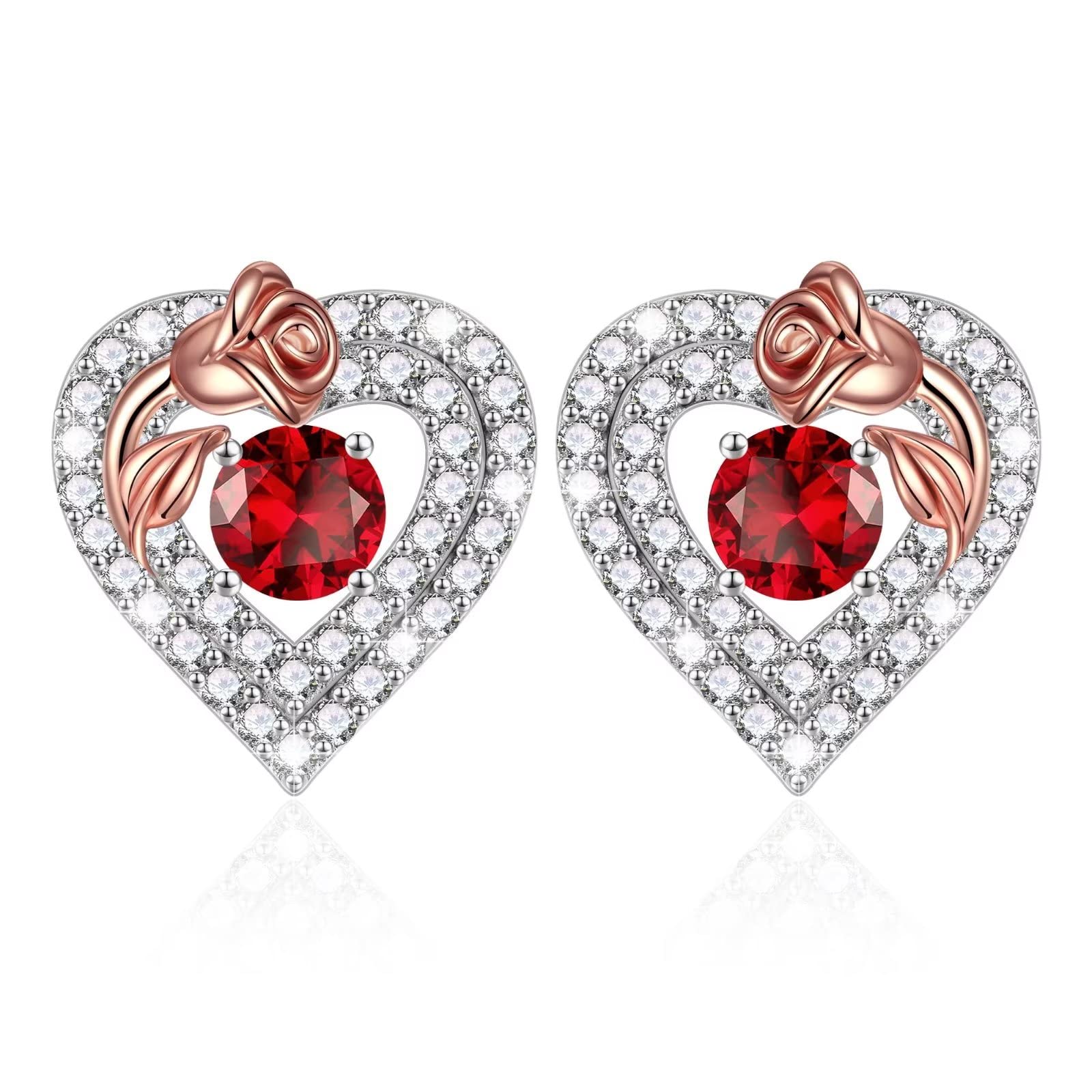 Ursilver Birthstone Earrings for Women - S925 Sterling Silver Jewelry, Personalized Gift for Anniversary, Valentine's Day, Christmas & Birthday | Elegant Mother's Day Present for Women & Girls | Perfect for Special Occasions & Everyday Wear