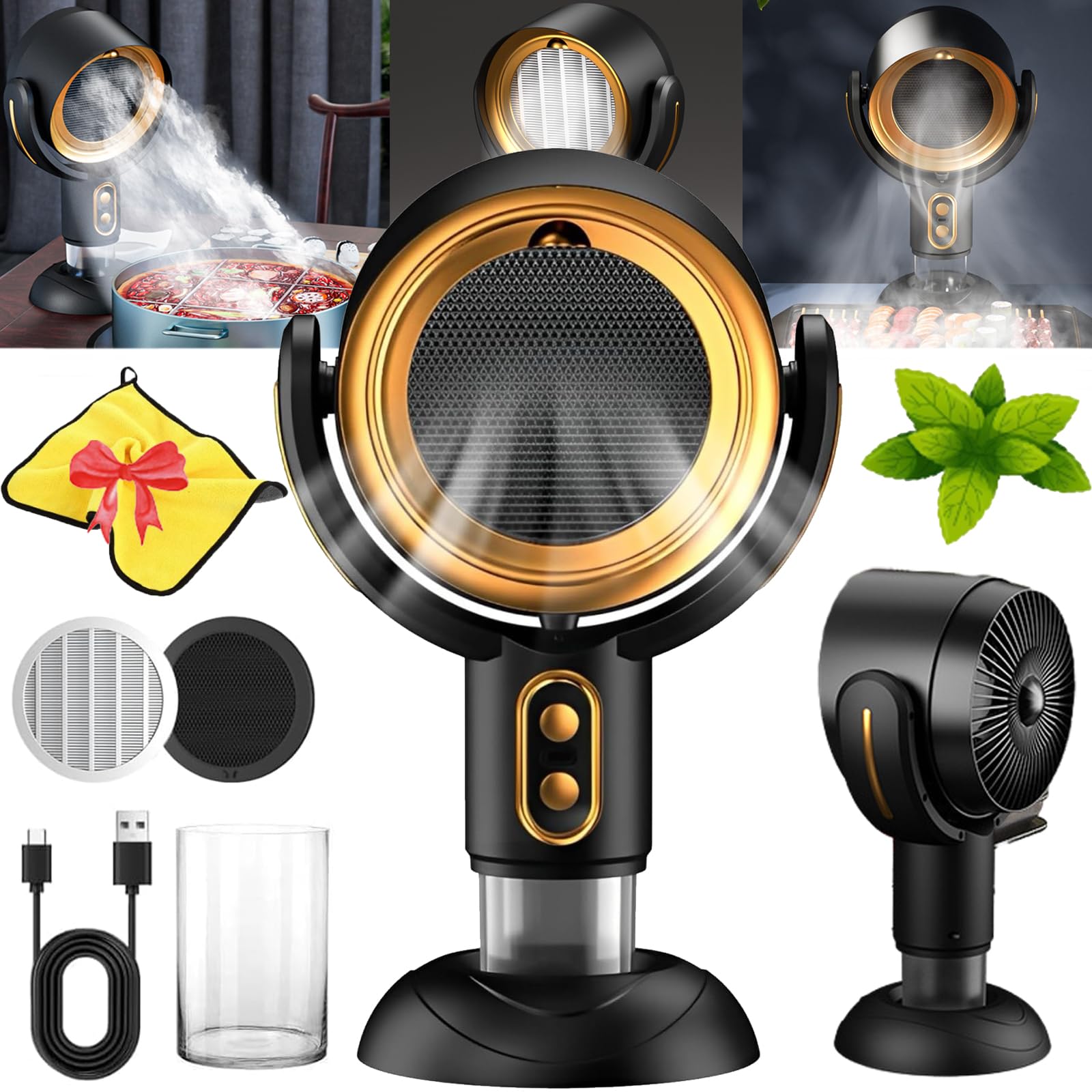 Portable Puffhide Air Purifier for Smoke - Reusable Smoke Filter Fan for Indoor Smoking, Eliminates Odors & Purifies Air - Perfect for Home, Office, and Car Use (Black)